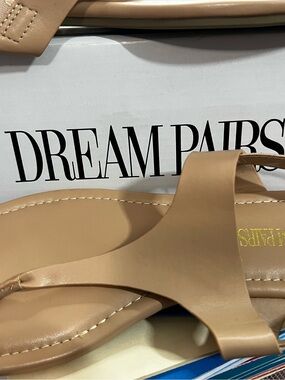 Dream Pairs Women's Beige Slide Sandals - Neutral Tan Straps